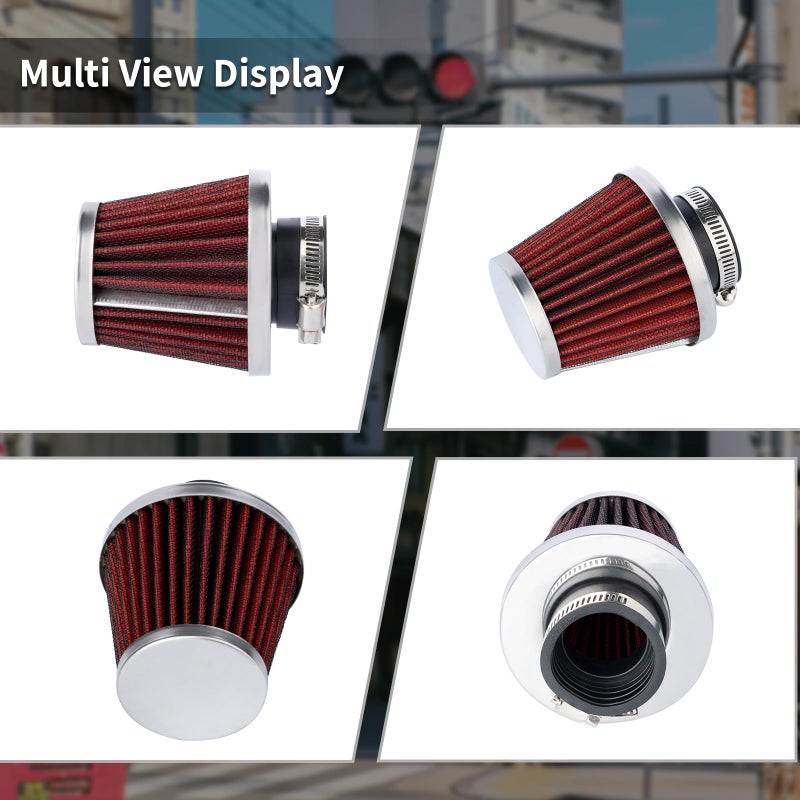 Evermotor Double Layer Steel Engine Air Filter, 34mm 35mm 36mm Carburetor Cleaner for Motorcycle Scooter ATV Moped Red - Image 5